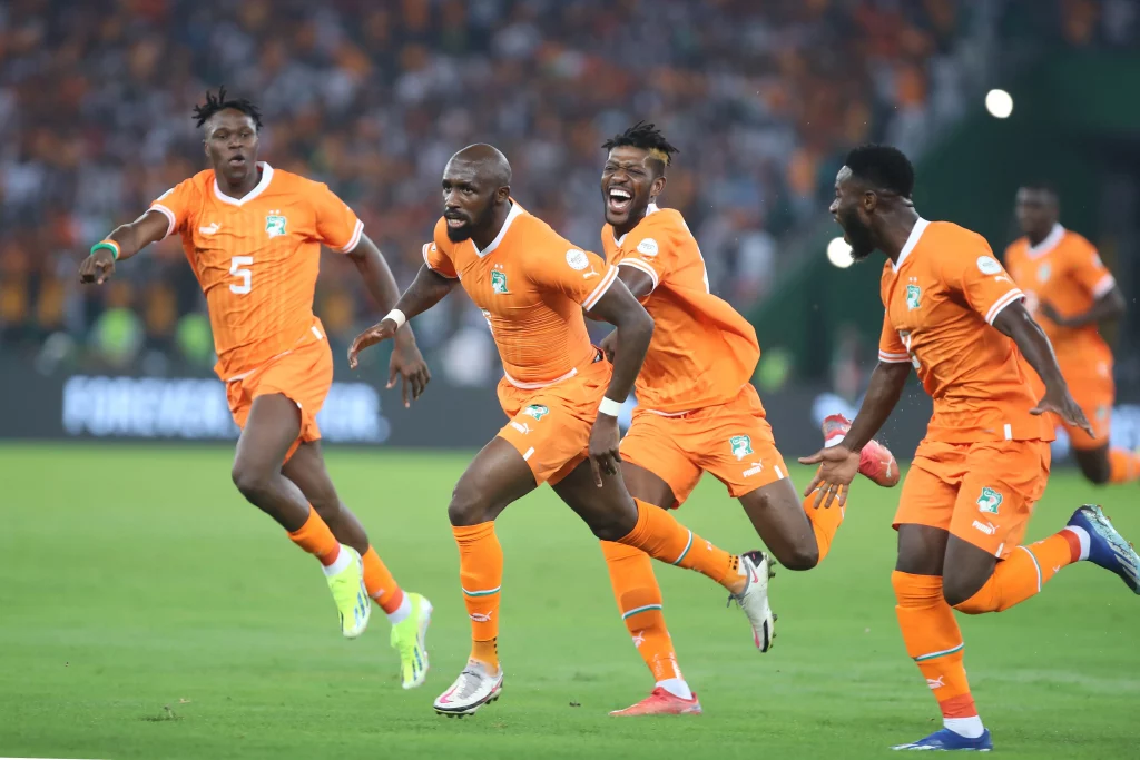 seko-mohamed-fofana-of-cote-divoire-celebrates-goal-with-teammates-during-the-2023-africa-cup-of-nations-match-between-ivory-coast-and-guinea-bissau-at-alassane-ouattara-stadium-in-abidjan-1024x683 A perfect start for Cote d'Ivoire, with a glorious colourful lit up in Abidjan